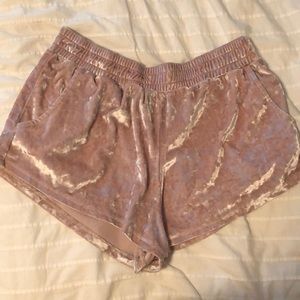 Pink velvet shorts